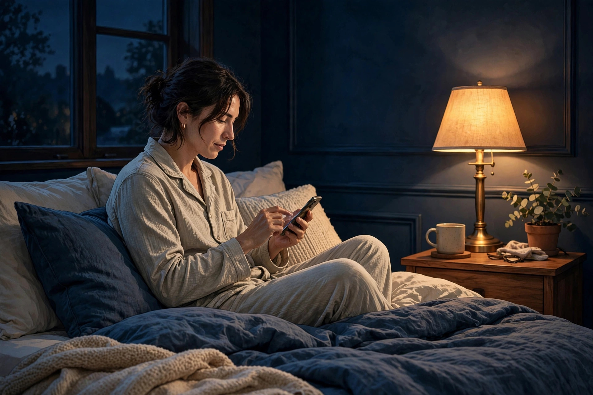 Person setting a bedtime alarm on their phone — how does a sleep calculator work in practice
