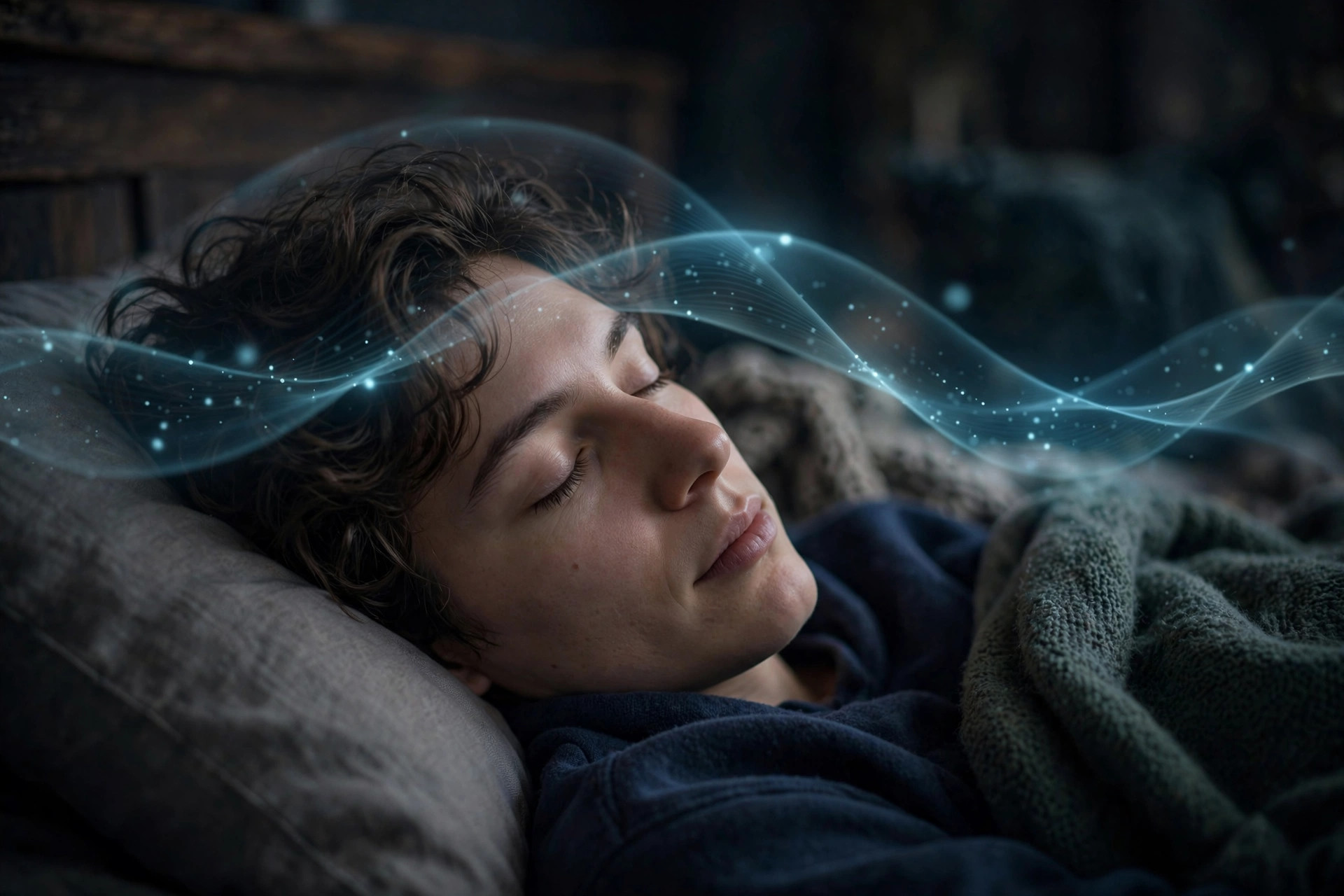 Peaceful sleeper moving through light, deep and REM stages — sleep cycles explained