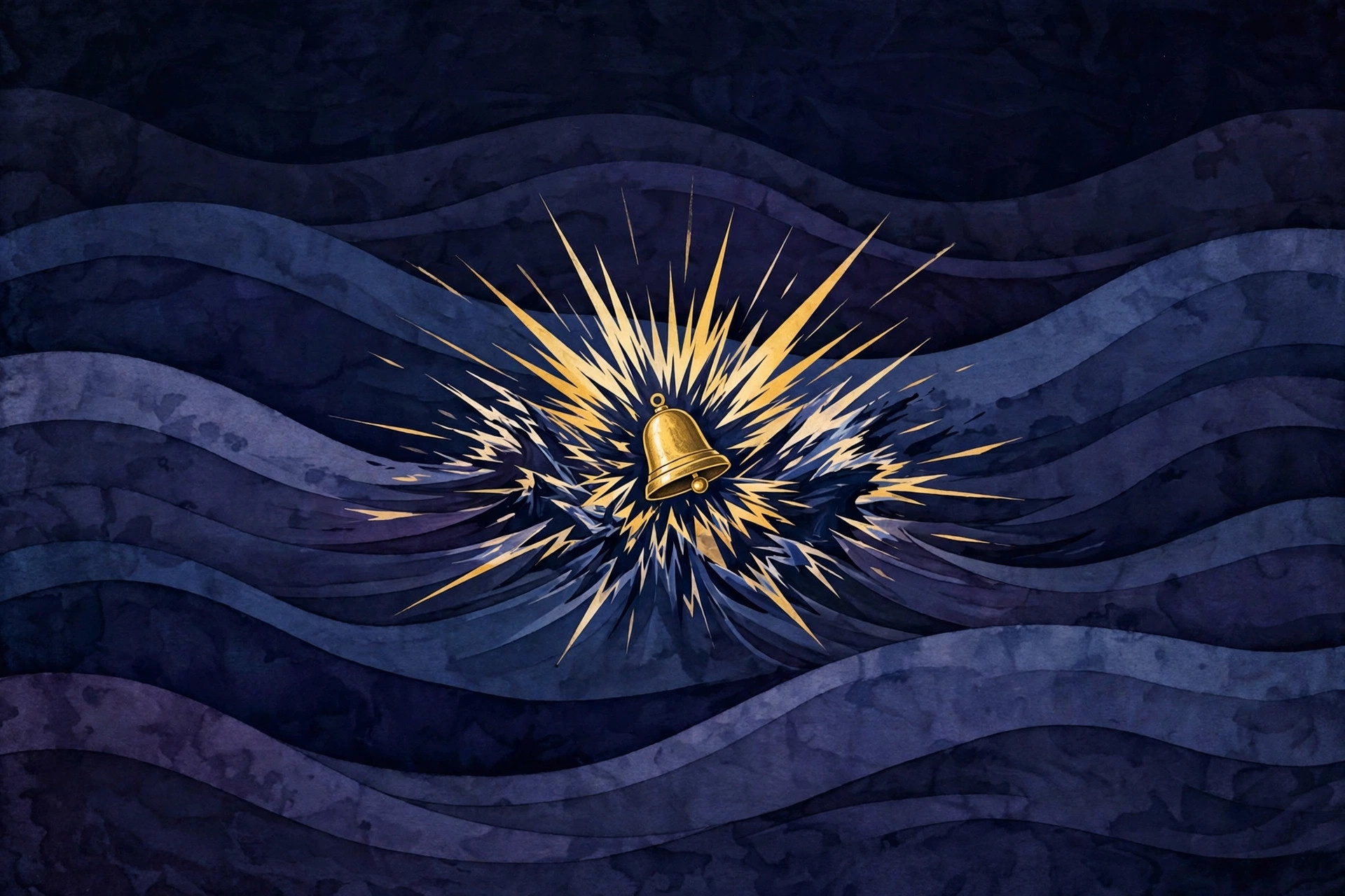 Illustration of deep sleep interrupted by an alarm — waking up during deep sleep