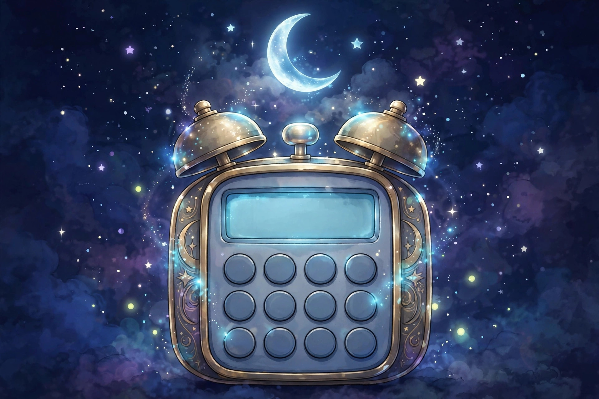 Illustration of a bedtime calculator finding the ideal bedtime from your wake time