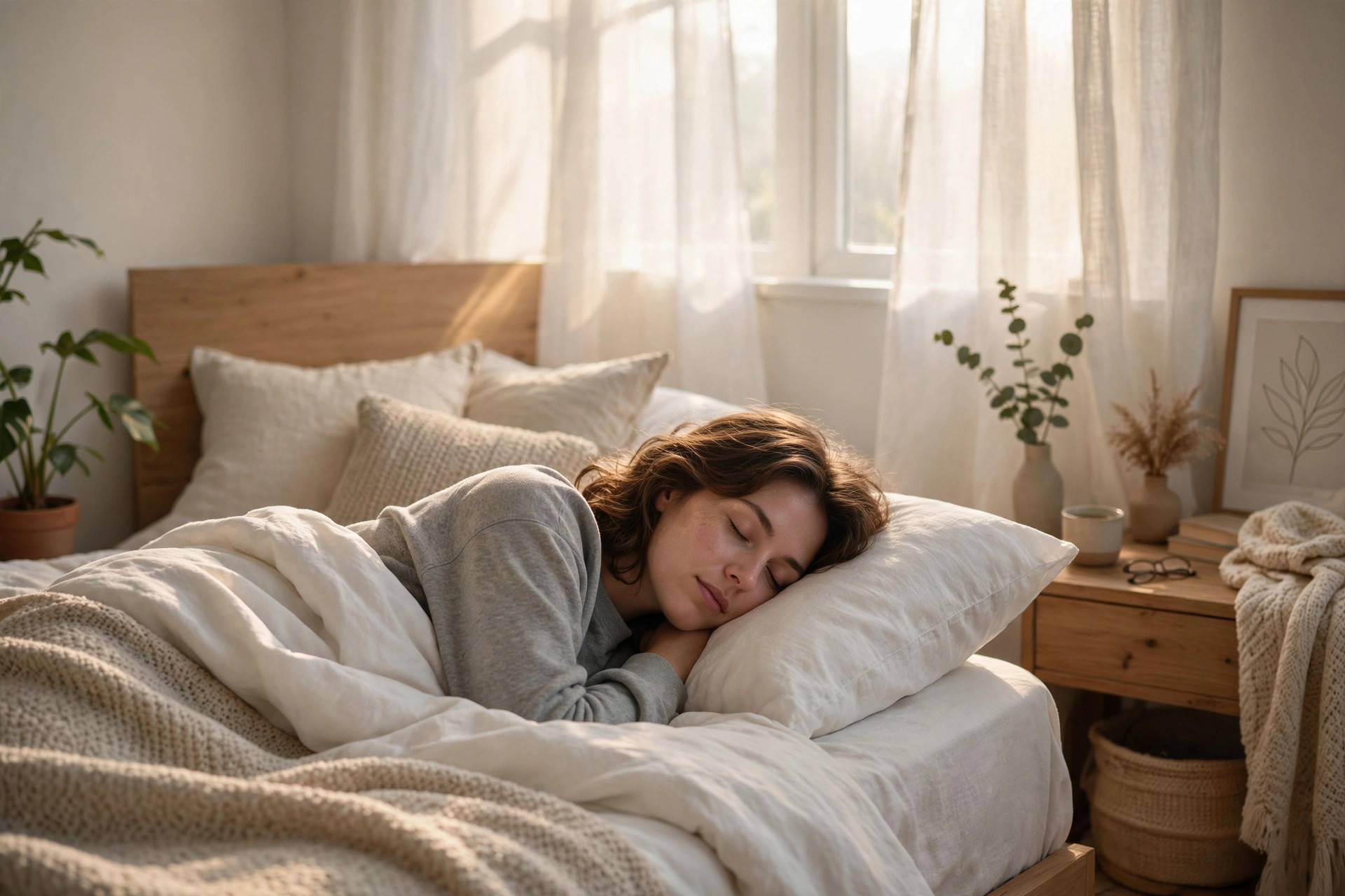 A sleeper resting peacefully at dawn after fixing middle-of-the-night wake-ups