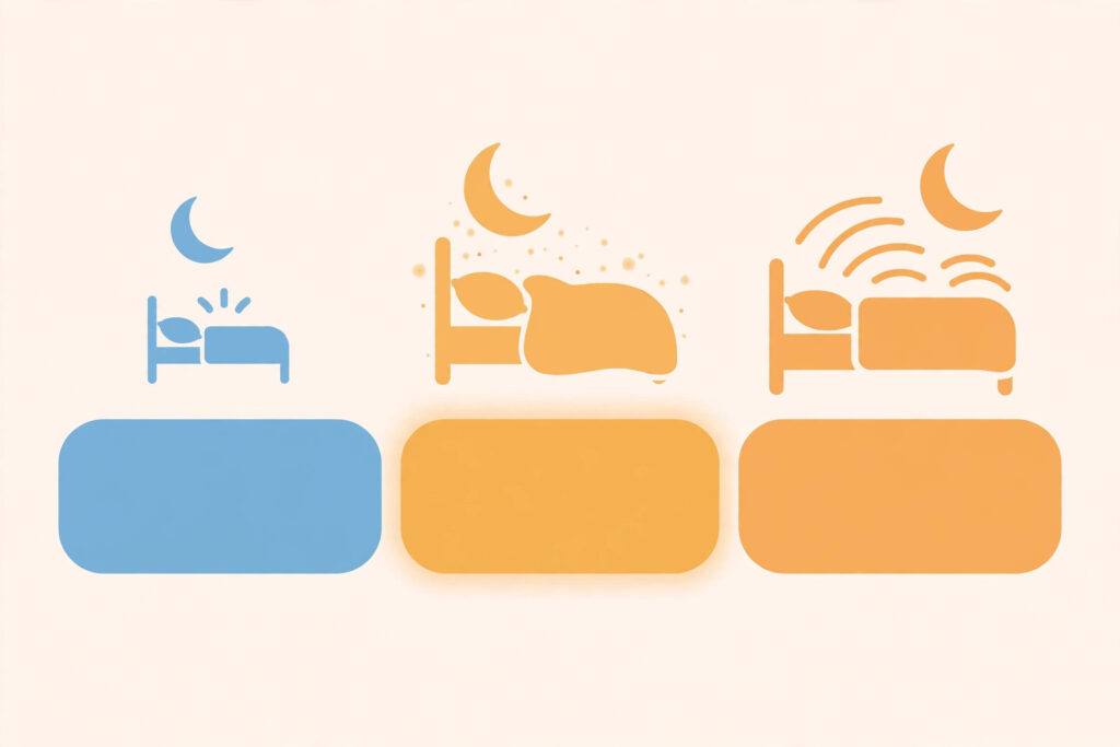 Diagram showing the healthy 7 to 9 hour sleep zone versus oversleeping beyond 9 hours per night.